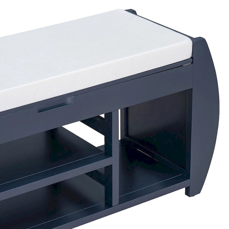 Banc de rangement multifonctionnel avec compartiment caché et étagère ouverte
