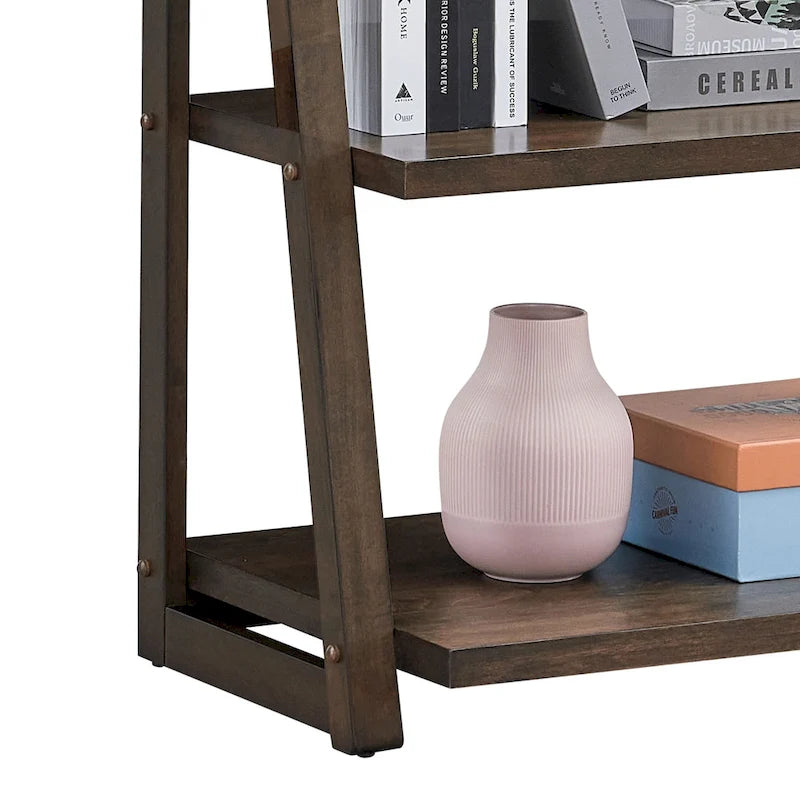 Étagère échelle multifonctionnelle à 5 niveaux avec cadre en bois, peut être utilisée comme étagère de rangement, convient pour le salon, le bureau et le bureau.