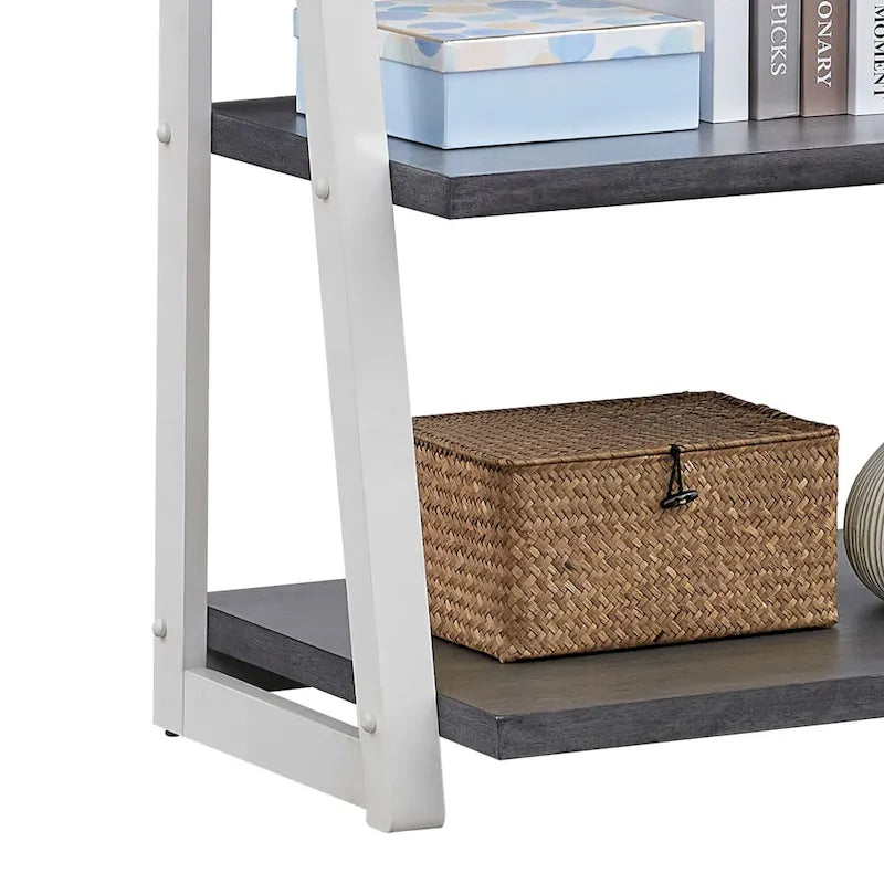 Étagère échelle multifonctionnelle à 5 niveaux avec cadre en bois, peut être utilisée comme étagère de rangement, convient pour le salon, le bureau et le bureau.