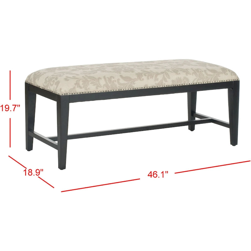 Banc floral beige - 46 L x 19 P x 20 H - 46Lx19Px20H