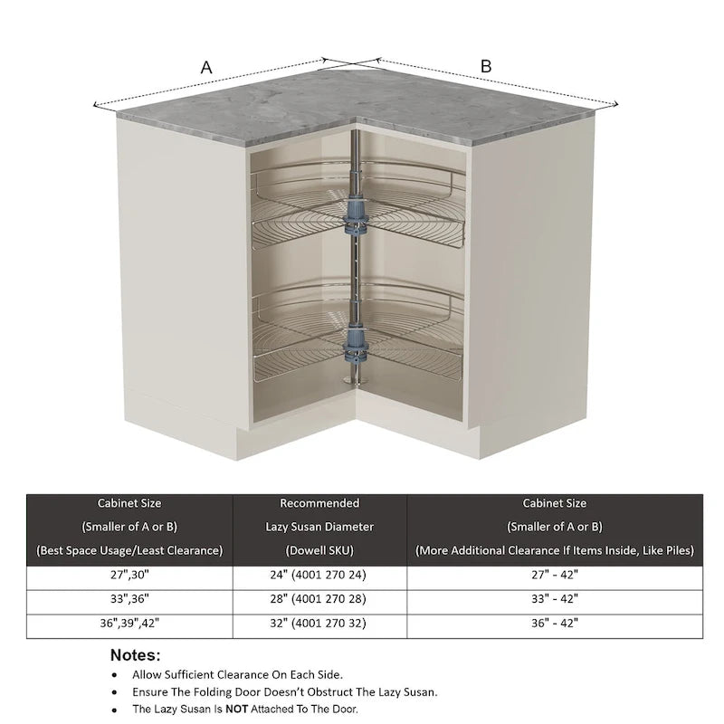 Plateau tournant 32 Diamètre - Double support en acier inoxydable 270 degrés