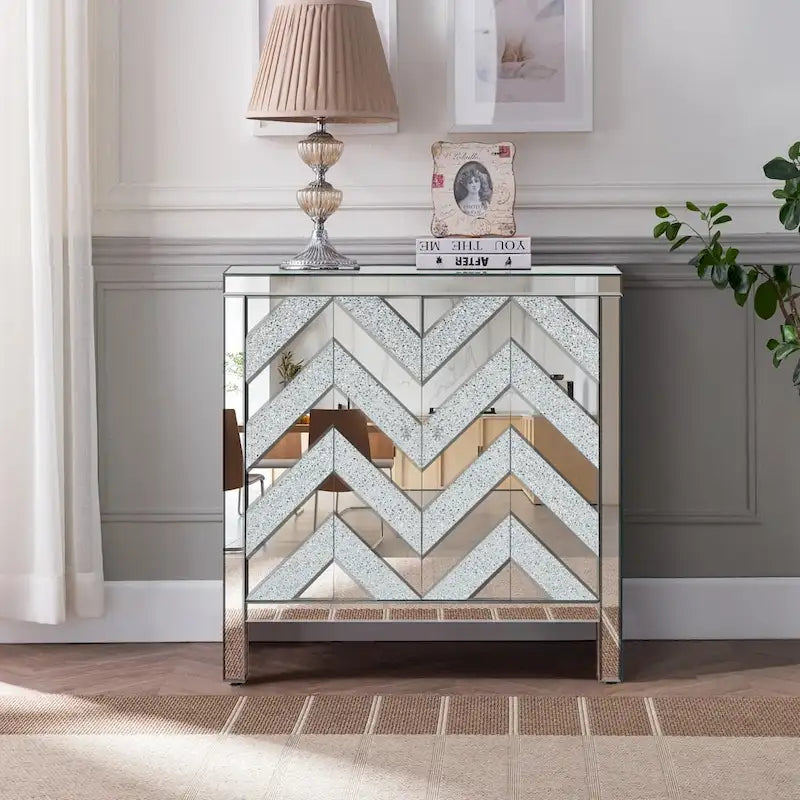 Meuble de rangement avec miroir décoratif pour salon, salle à manger, entrée, cuisine