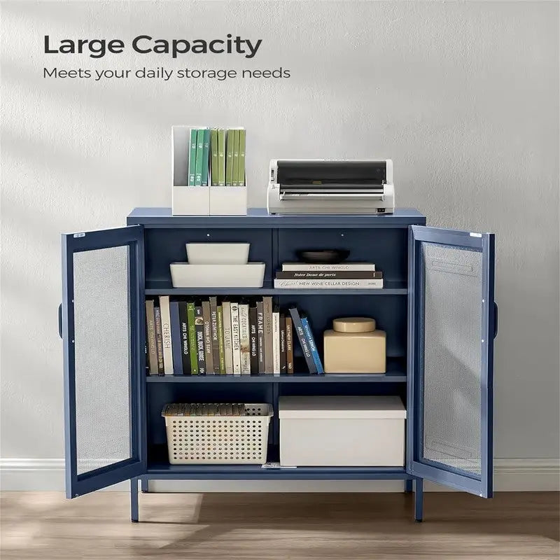 Armoire de rangement en métal avec portes grillagées - 40 P x 80 L x 105 H cm