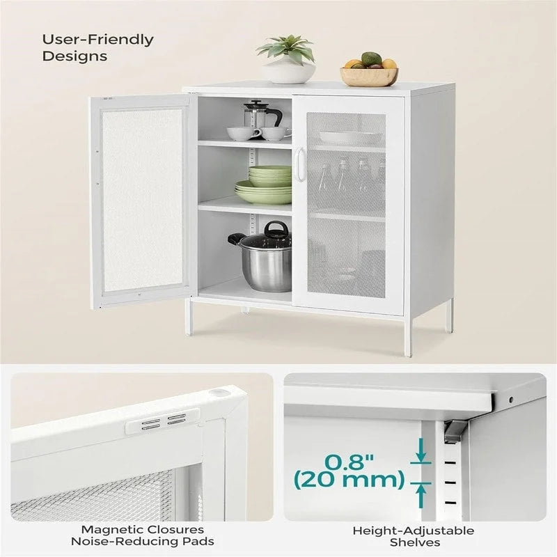 Armoire de rangement en métal avec portes grillagées - 40 P x 80 L x 105 H cm