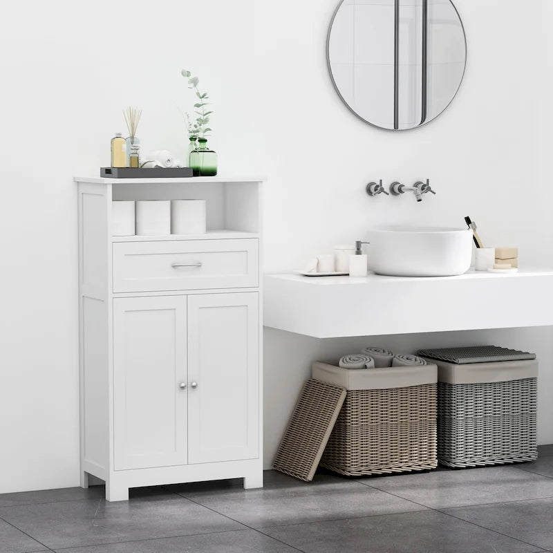Armoire de rangement de salle de bain moderne sur pied avec tiroir et étagère réglable - 11,75*23,5*42,75
