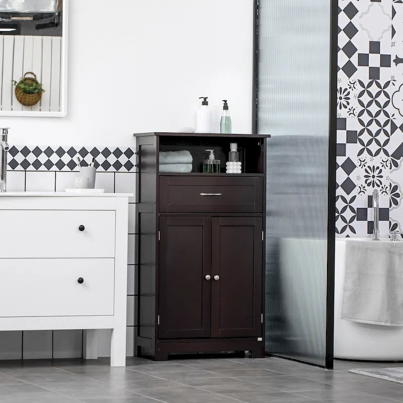 Armoire de rangement de salle de bain moderne sur pied avec tiroir et étagère réglable - 11,75*23,5*42,75