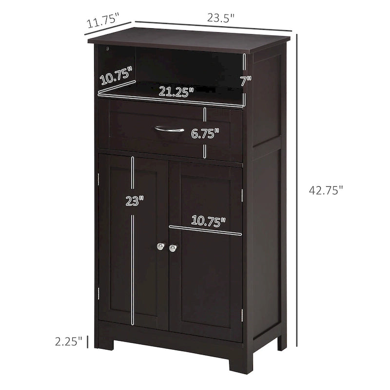 Armoire de rangement de salle de bain moderne sur pied avec tiroir et étagère réglable - 11,75*23,5*42,75