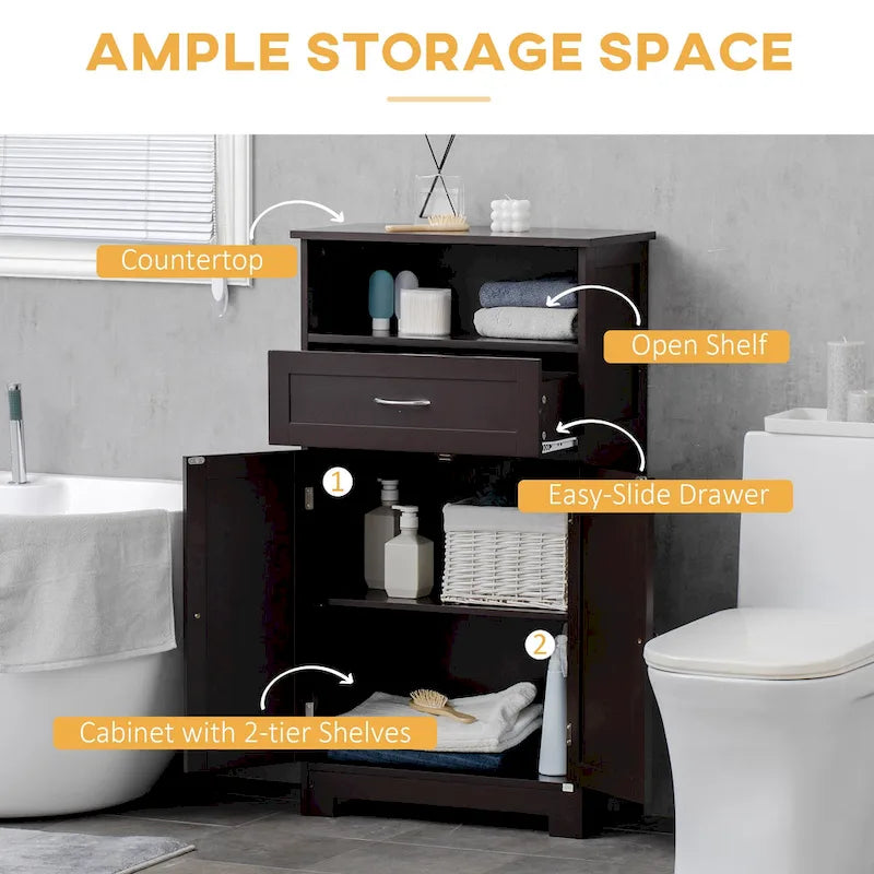 Armoire de rangement de salle de bain moderne sur pied avec tiroir et étagère réglable - 11,75*23,5*42,75