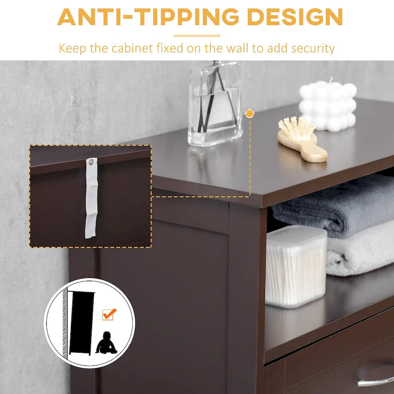 Armoire de rangement de salle de bain moderne sur pied avec tiroir et étagère réglable - 11,75*23,5*42,75