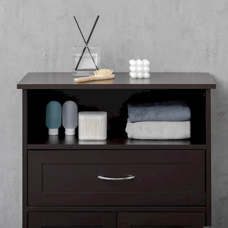 Armoire de rangement de salle de bain moderne sur pied avec tiroir et étagère réglable - 11,75*23,5*42,75