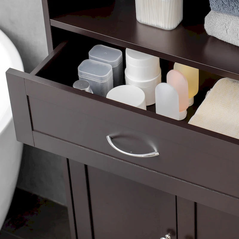 Armoire de rangement de salle de bain moderne sur pied avec tiroir et étagère réglable - 11,75*23,5*42,75