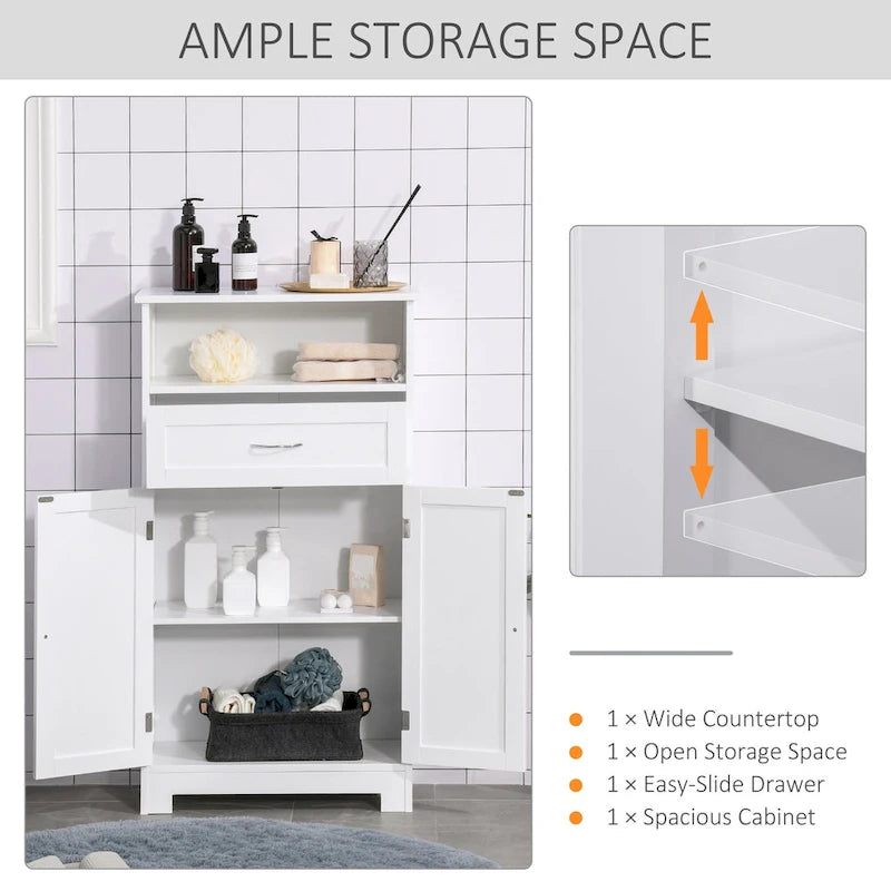 Armoire de rangement de salle de bain moderne sur pied avec tiroir et étagère réglable - 11,75*23,5*42,75