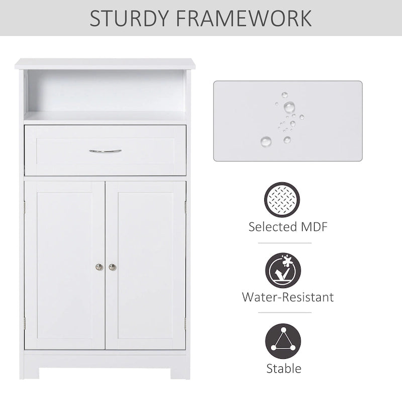 Armoire de rangement de salle de bain moderne sur pied avec tiroir et étagère réglable - 11,75*23,5*42,75
