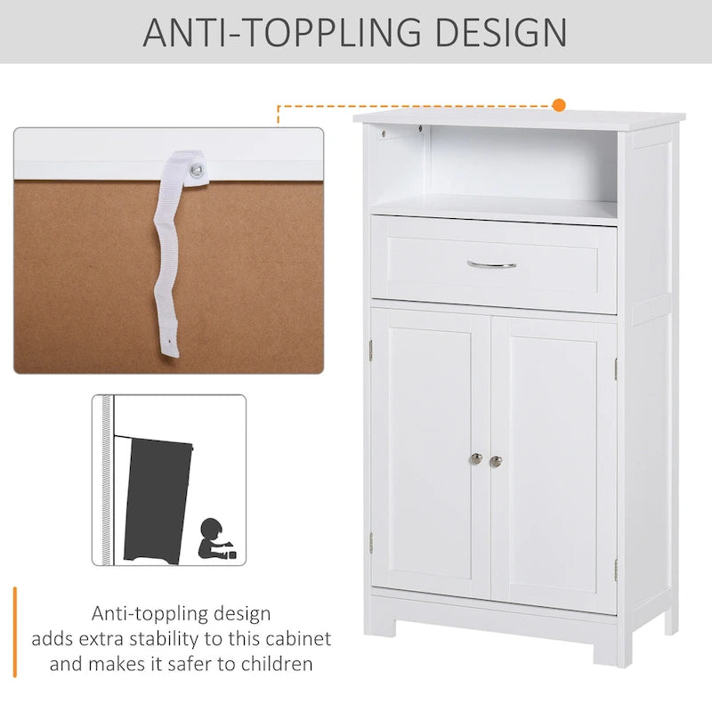 Armoire de rangement de salle de bain moderne sur pied avec tiroir et étagère réglable - 11,75*23,5*42,75