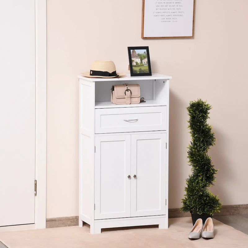 Armoire de rangement de salle de bain moderne sur pied avec tiroir et étagère réglable - 11,75*23,5*42,75