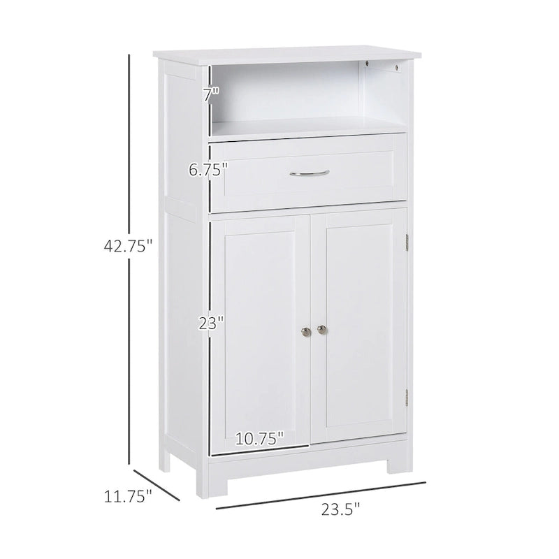 Armoire de rangement de salle de bain moderne sur pied avec tiroir et étagère réglable - 11,75*23,5*42,75