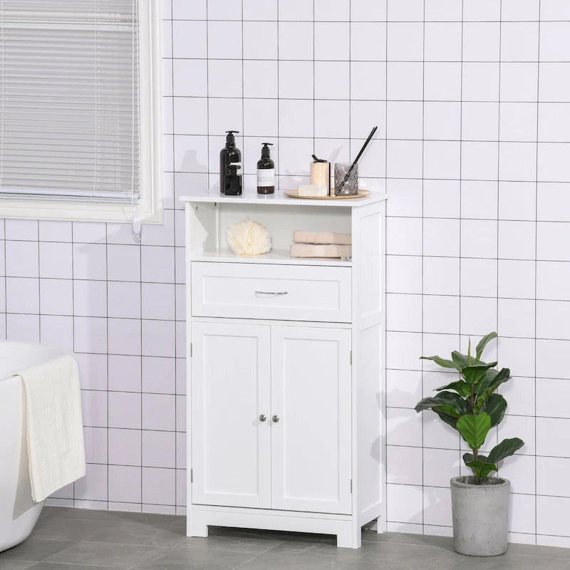 Armoire de rangement de salle de bain moderne sur pied avec tiroir et étagère réglable - 11,75*23,5*42,75