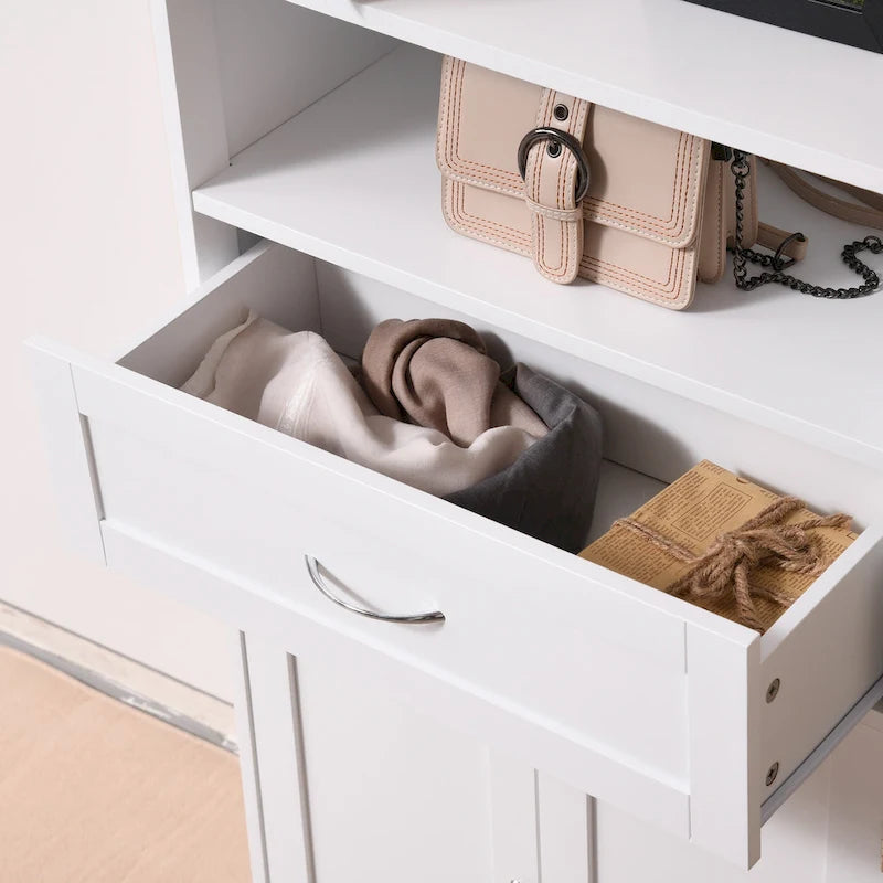 Armoire de rangement de salle de bain moderne sur pied avec tiroir et étagère réglable - 11,75*23,5*42,75