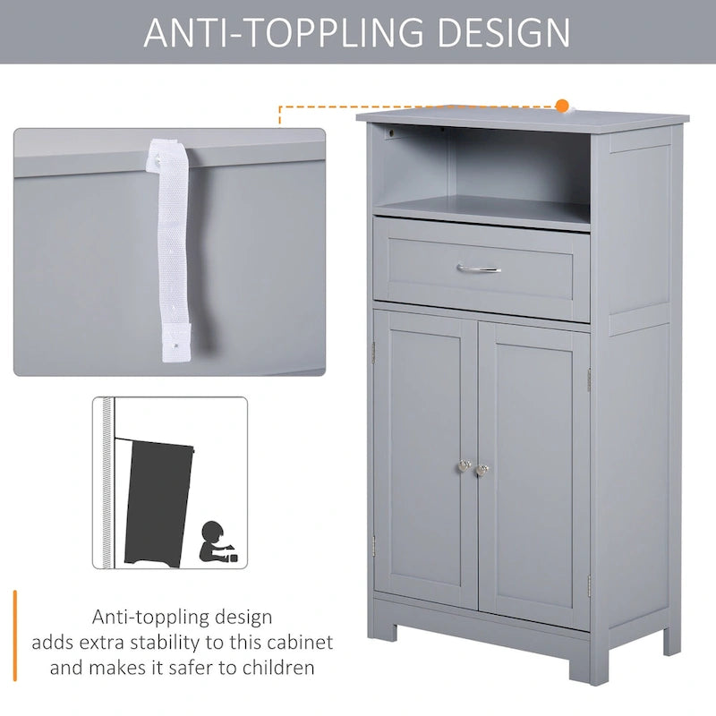 Armoire de rangement de salle de bain moderne sur pied avec tiroir et étagère réglable - 11,75*23,5*42,75