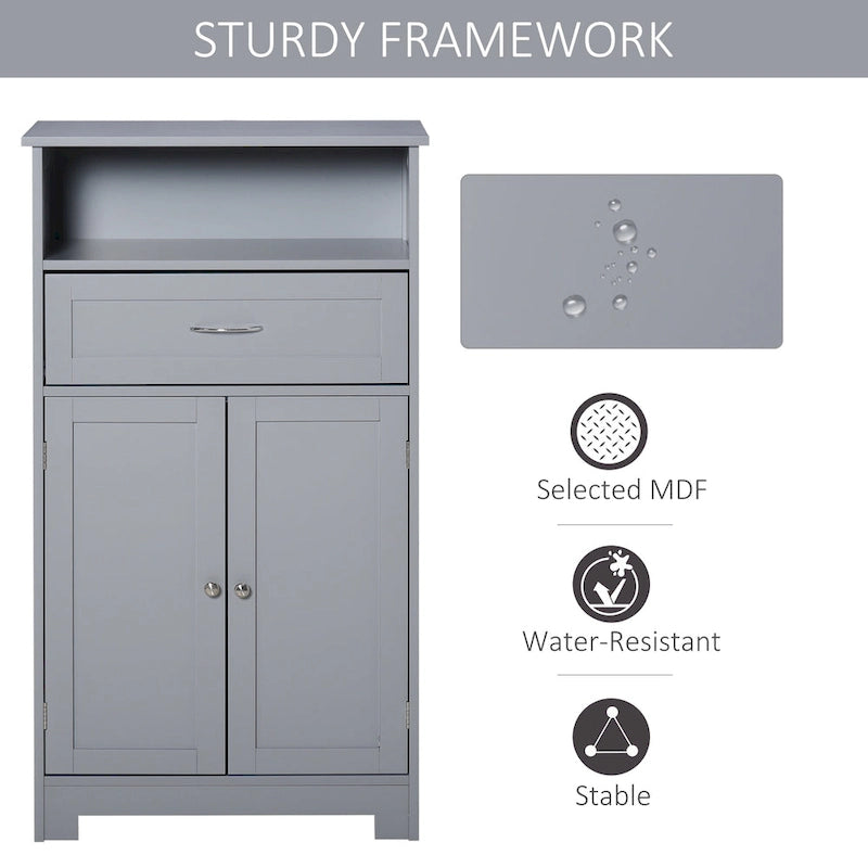Armoire de rangement de salle de bain moderne sur pied avec tiroir et étagère réglable - 11,75*23,5*42,75