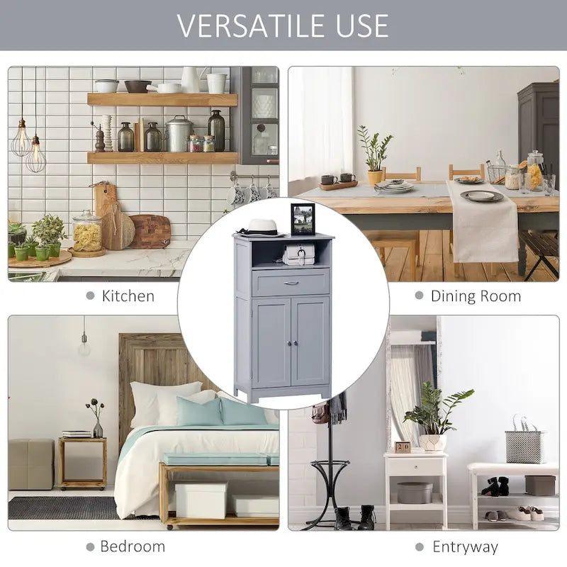 Armoire de rangement de salle de bain moderne sur pied avec tiroir et étagère réglable - 11,75*23,5*42,75