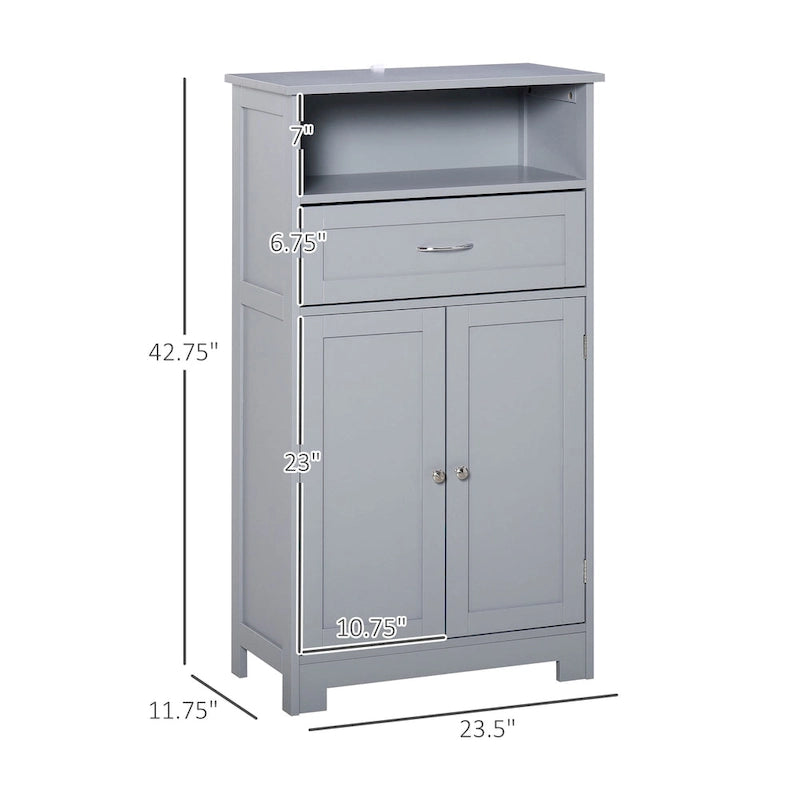 Armoire de rangement de salle de bain moderne sur pied avec tiroir et étagère réglable - 11,75*23,5*42,75