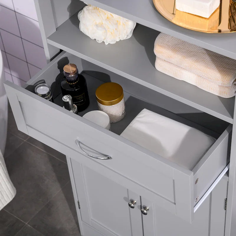 Armoire de rangement de salle de bain moderne sur pied avec tiroir et étagère réglable - 11,75*23,5*42,75