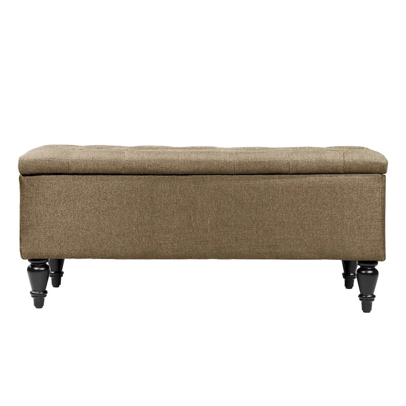 Banc de rangement capitonné en tissu