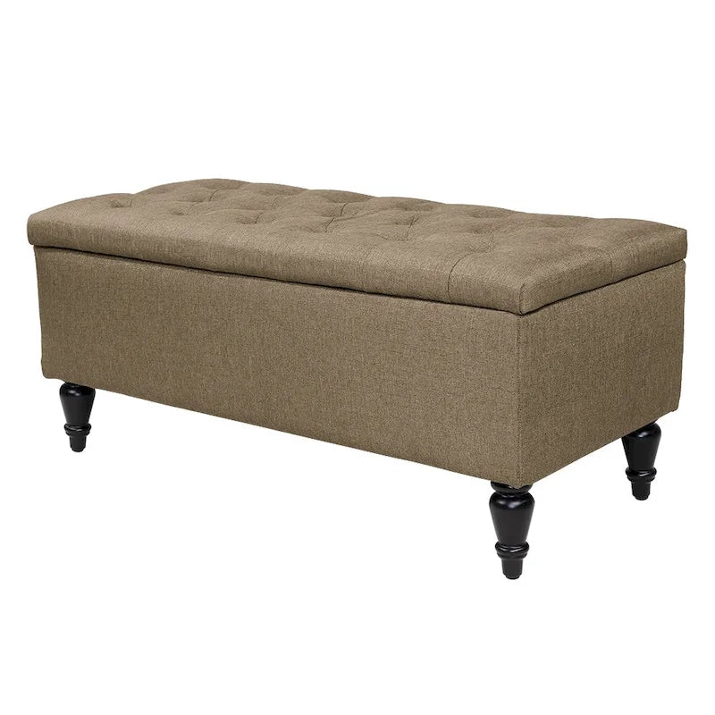 Banc de rangement capitonné en tissu