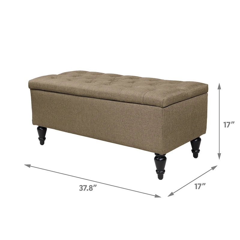 Banc de rangement capitonné en tissu