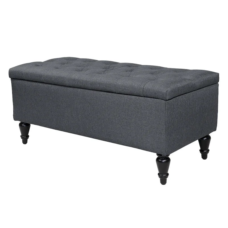 Banc de rangement capitonné en tissu
