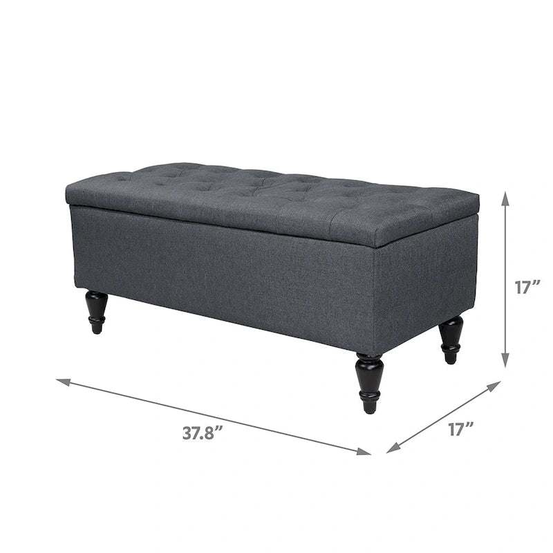 Banc de rangement capitonné en tissu