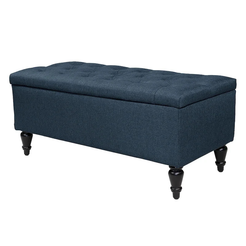 Banc de rangement capitonné en tissu