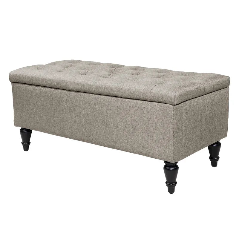Banc de rangement capitonné en tissu