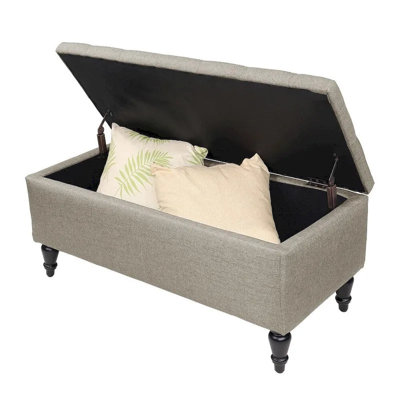 Banc de rangement capitonné en tissu