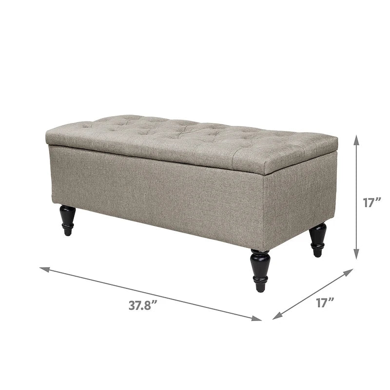 Banc de rangement capitonné en tissu