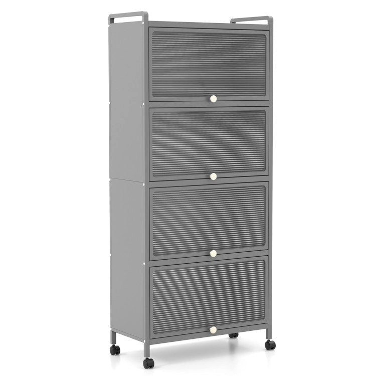 Étagère de cuisine à 5 niveaux avec portes en PC relevables - 23,5 x 12,5 x 60,5 (L x l x H)