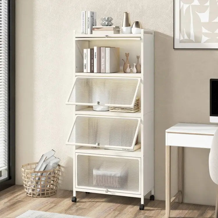 Étagère de cuisine à 5 niveaux avec portes en PC relevables - 23,5 x 12,5 x 60,5 (L x l x H)