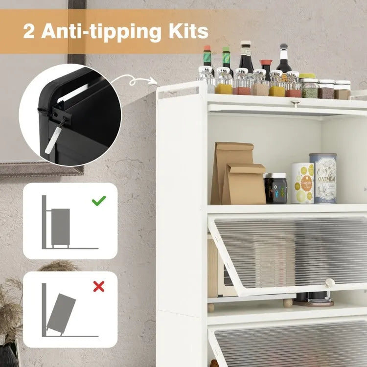 Étagère de cuisine à 5 niveaux avec portes en PC relevables - 23,5 x 12,5 x 60,5 (L x l x H)