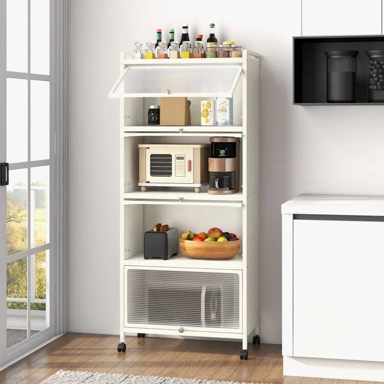 Étagère de cuisine à 5 niveaux avec portes en PC relevables - 23,5 x 12,5 x 60,5 (L x l x H)