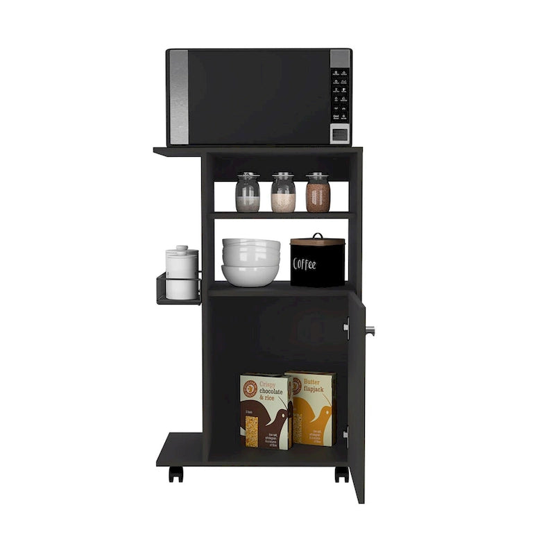 Chariot de cuisine, armoire à porte unique, quatre roulettes, finition blanche, haute qualité et durable