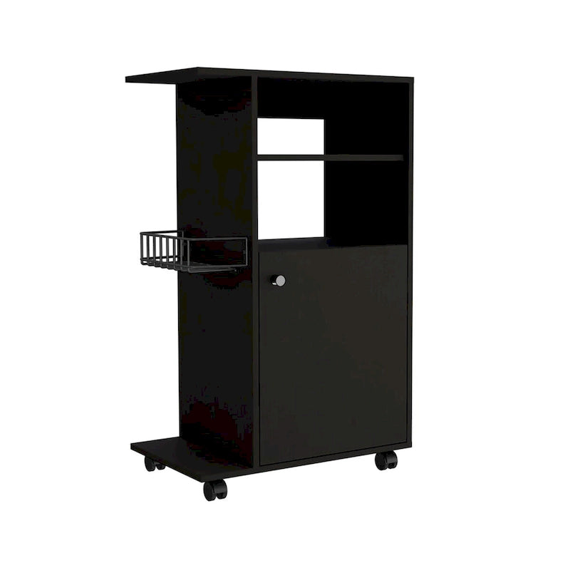 Chariot de cuisine, armoire à porte unique, quatre roulettes, finition blanche, haute qualité et durable