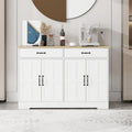 Buffet de style campagnard avec 2 tiroirs et 4 portes, adapté pour la salle à manger, le salon et la cuisine - blanc.