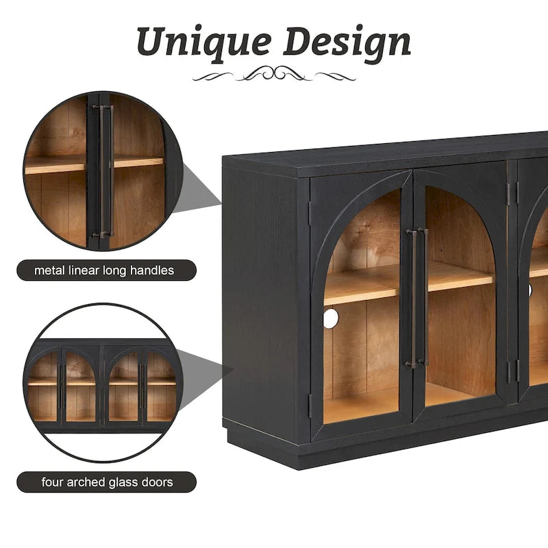 Bahut Rétro 4 Portes Grand Rangement