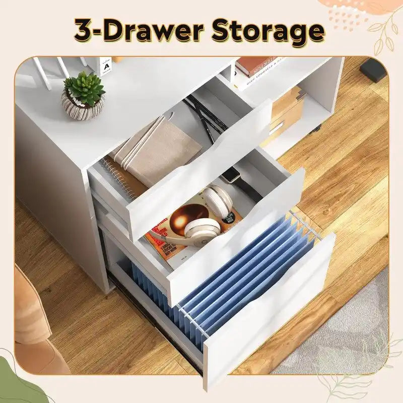 Meuble de classement en bois, classeur latéral mobile - 39,9 P x 79,5 L x 62,7 H cm
