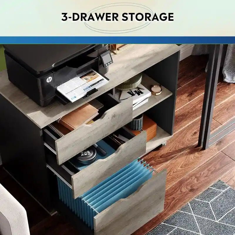 Meuble de classement en bois, classeur latéral mobile - 39,9 P x 79,5 L x 62,7 H cm