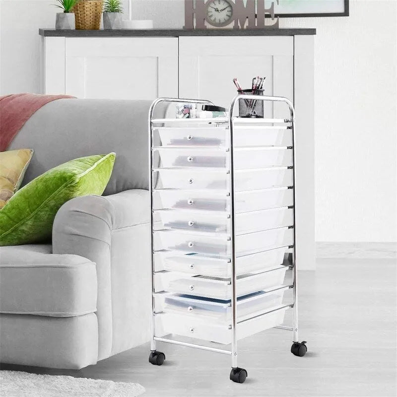 Chariot de rangement à 10 tiroirs - 38P x 33L x 86H