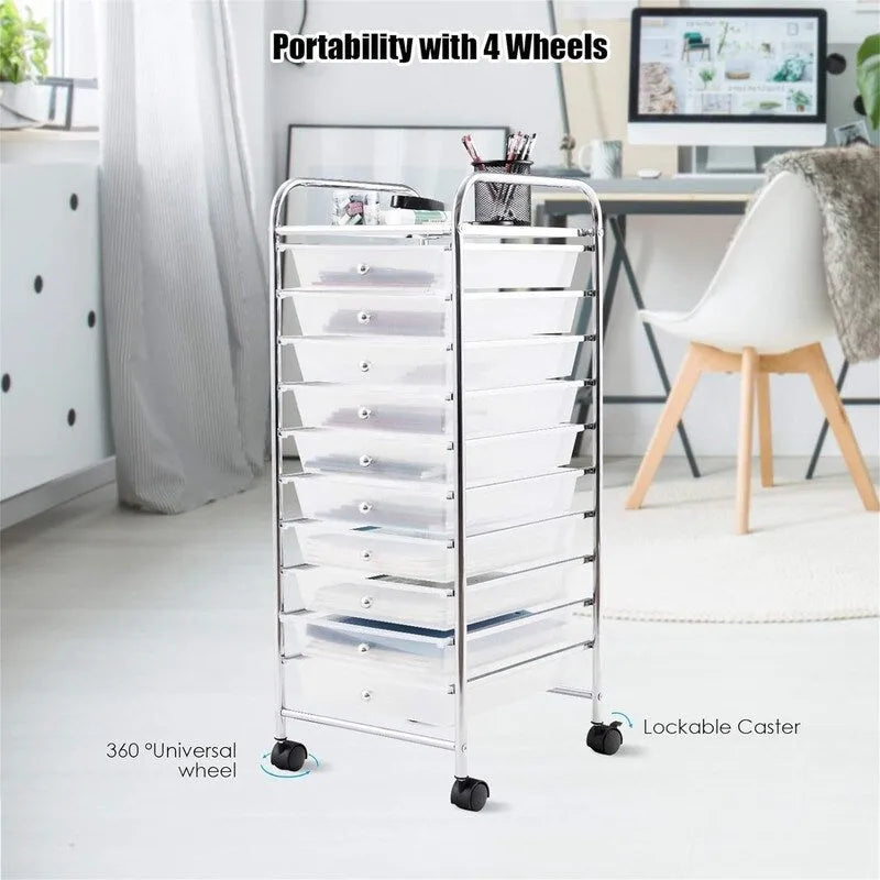 Chariot de rangement à 10 tiroirs - 38P x 33L x 86H