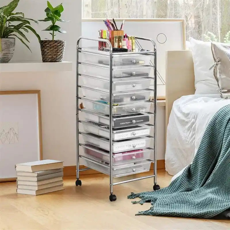 Chariot de rangement à 10 tiroirs - 38P x 33L x 86H