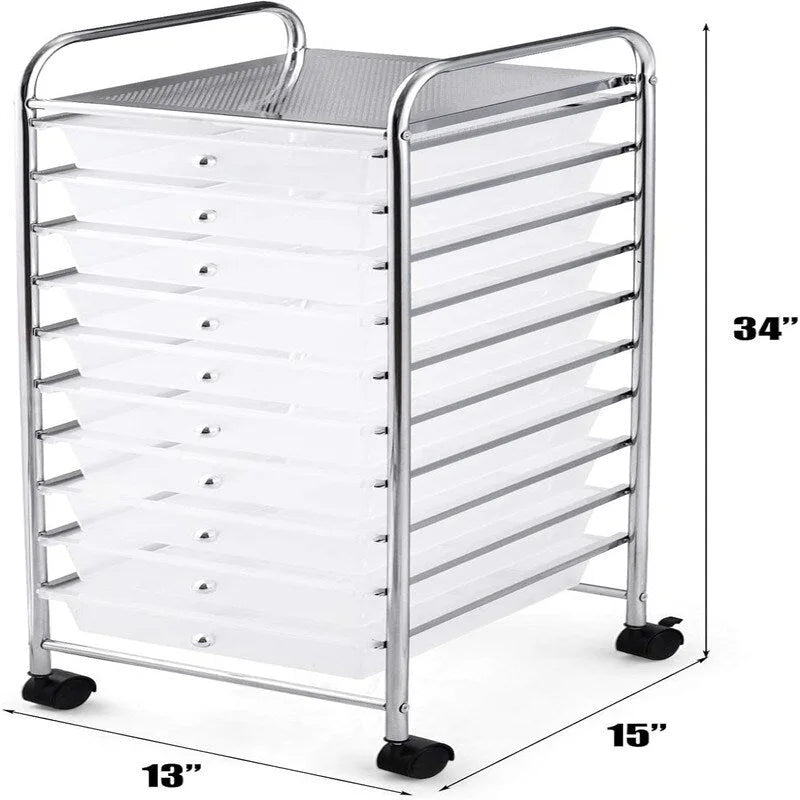 Chariot de rangement à 10 tiroirs - 38P x 33L x 86H